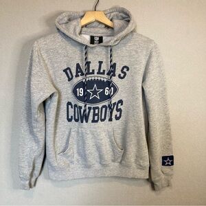 NFL "DALLAS COWBOY" WOMEN'S HOODIE SWEAT SHIRT, SZ-SMALL, GRAY w/BLUE LETTERING